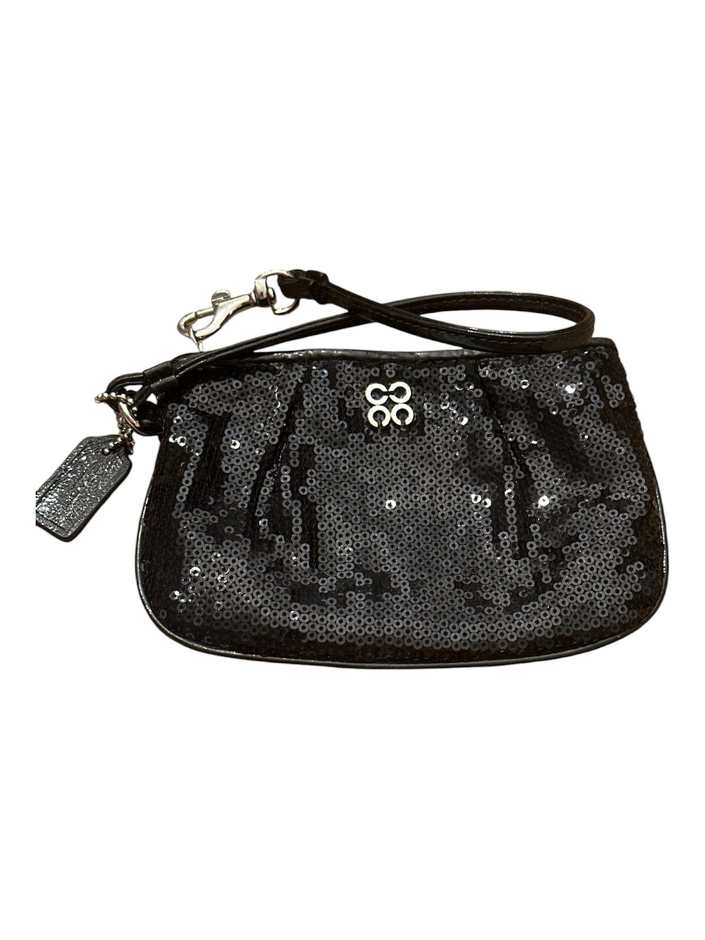 Coach Black Sequin Wristlet Clutch with Signature Tag
